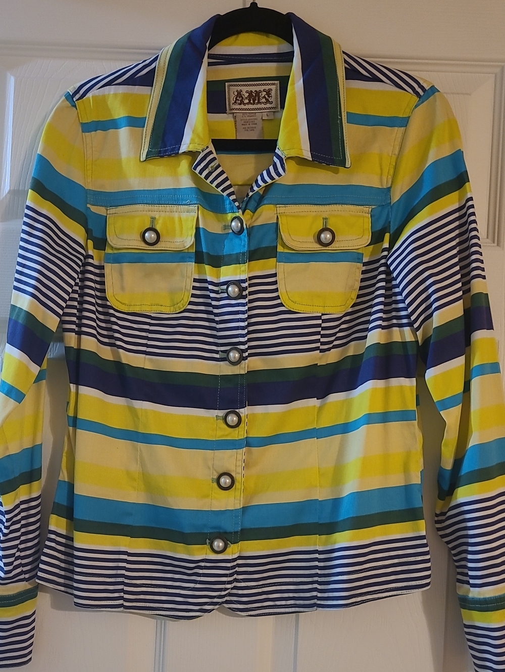 AMPM Yellow & Blue Striped Button-Up Shirt/Jacket